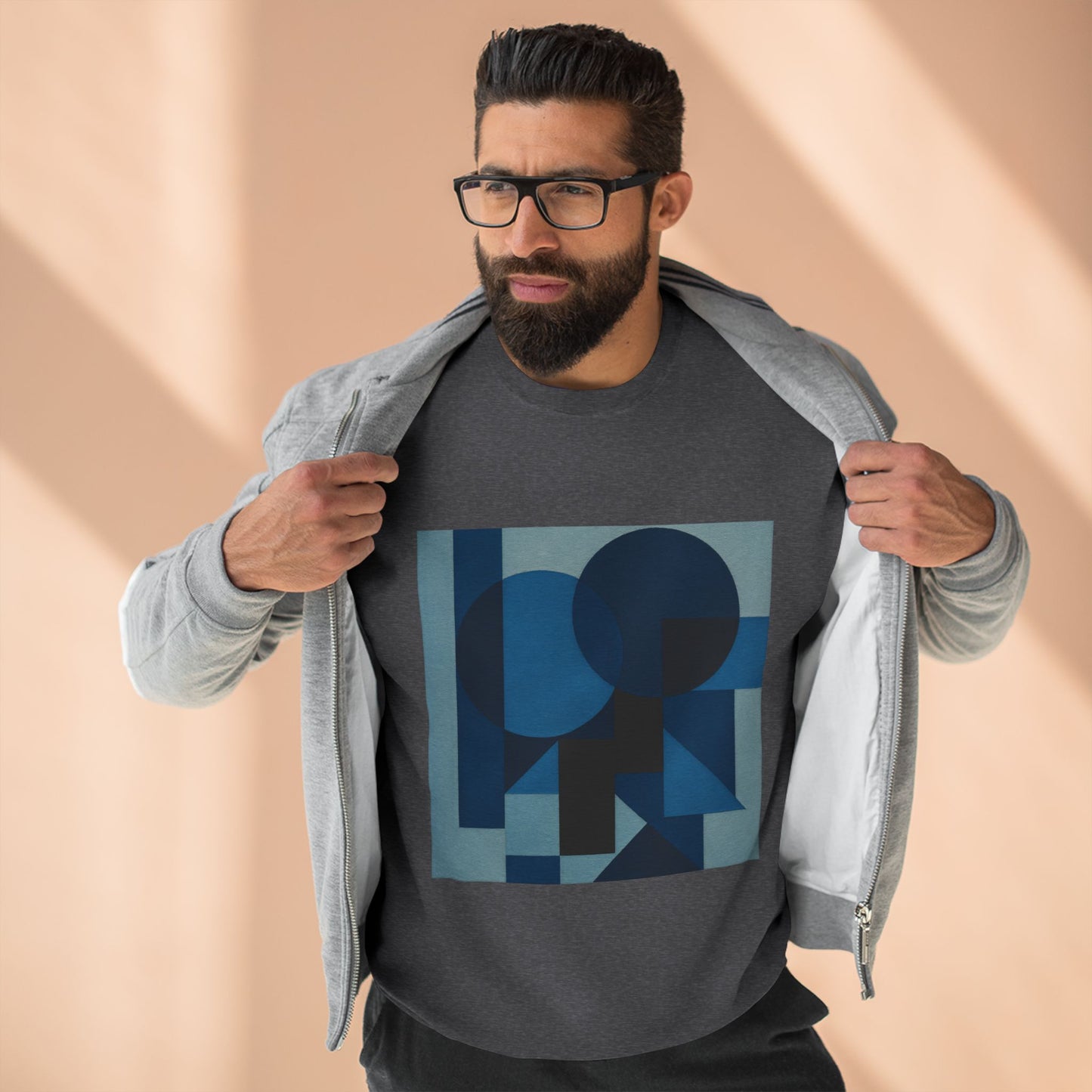Stylish Unisex Crewneck Sweatshirt, Art inspired, featuring a Monochromatic Design, blue tones, Casual & Trendy