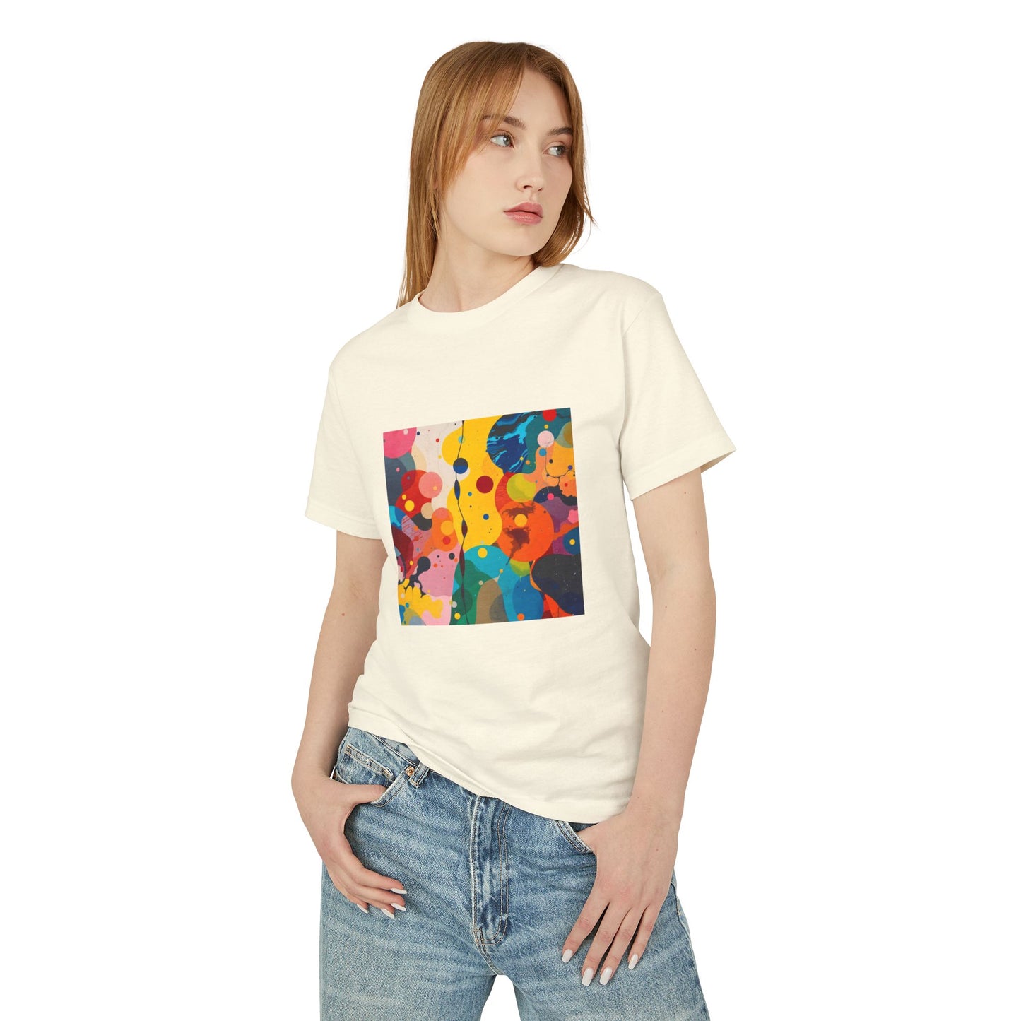 T-Shirt Abstract Art inspired, featuring a colorful expressionist Design, Unisex Tee
