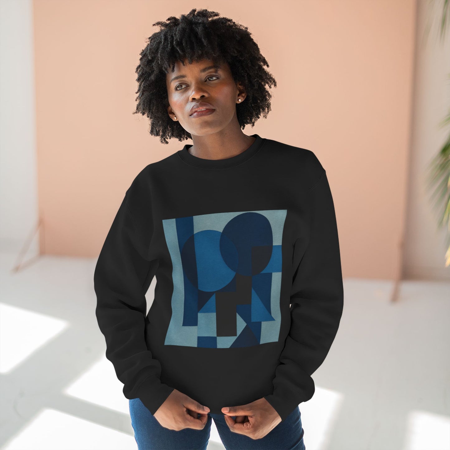 Stylish Unisex Crewneck Sweatshirt, Art inspired, featuring a Monochromatic Design, blue tones, Casual & Trendy