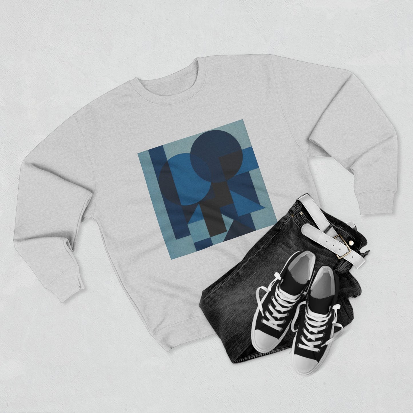 Stylish Unisex Crewneck Sweatshirt, Art inspired, featuring a Monochromatic Design, blue tones, Casual & Trendy