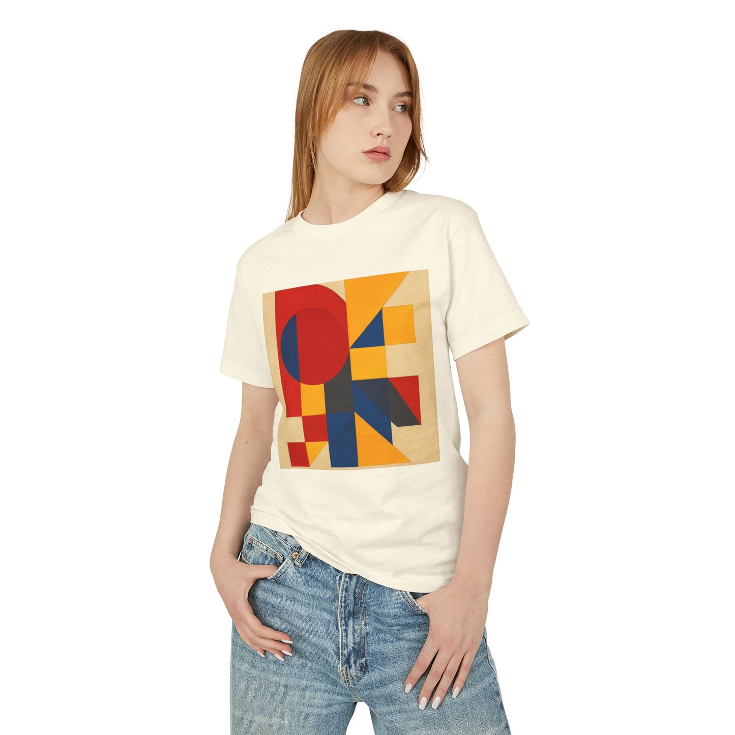 T-Shirt Abstract Art inspired, featuring a Primary Colors Design, Unisex Tee