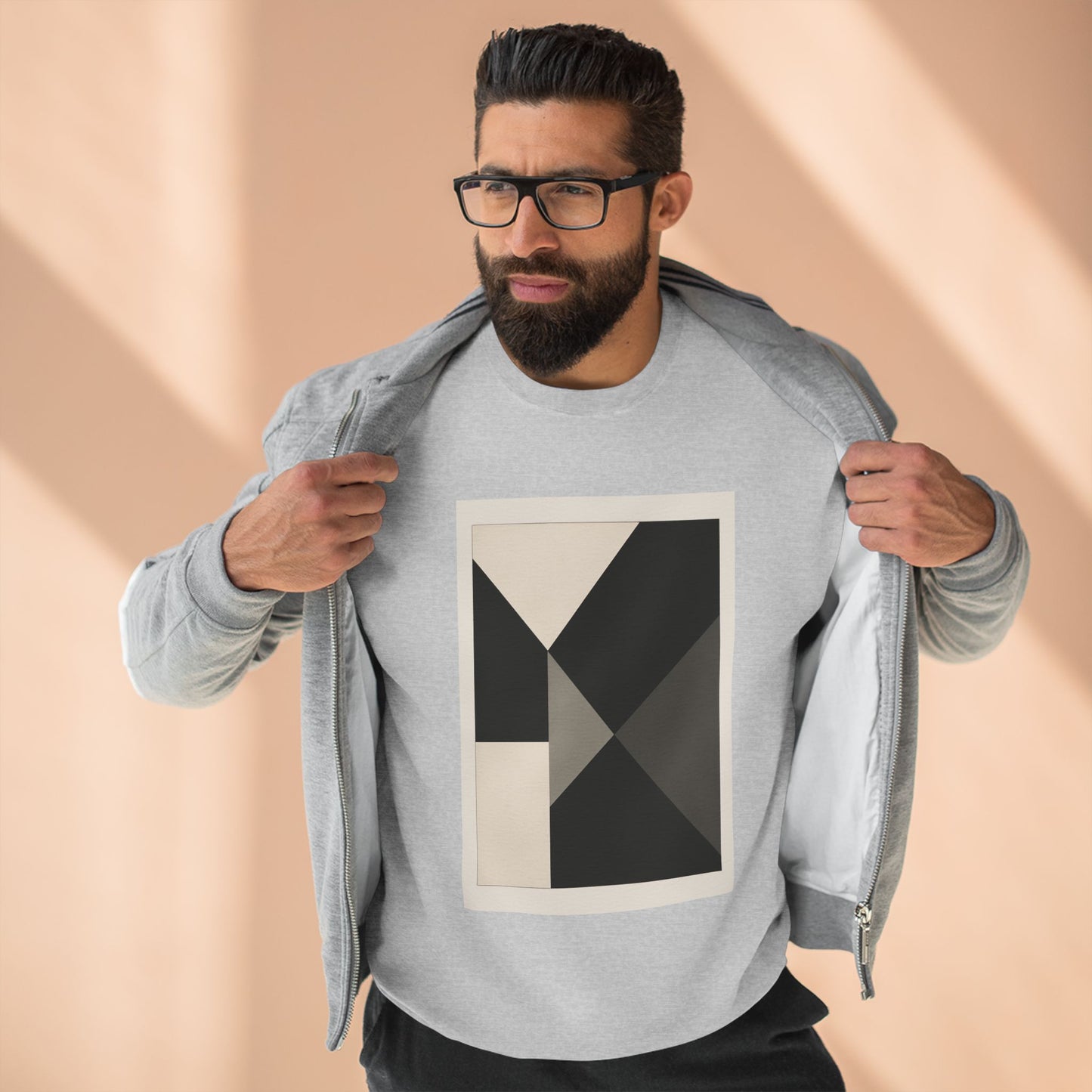 Modern Unisex Crewneck Sweatshirt, Art inspired, featuring a Hard Edge Monochromatic Design, Casual & Stylish