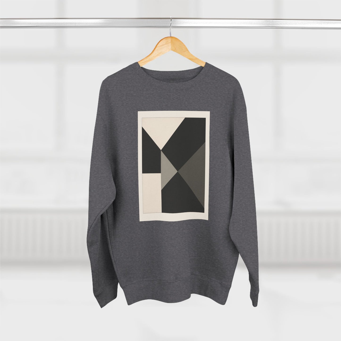 Modern Unisex Crewneck Sweatshirt, Art inspired, featuring a Hard Edge Monochromatic Design, Casual & Stylish