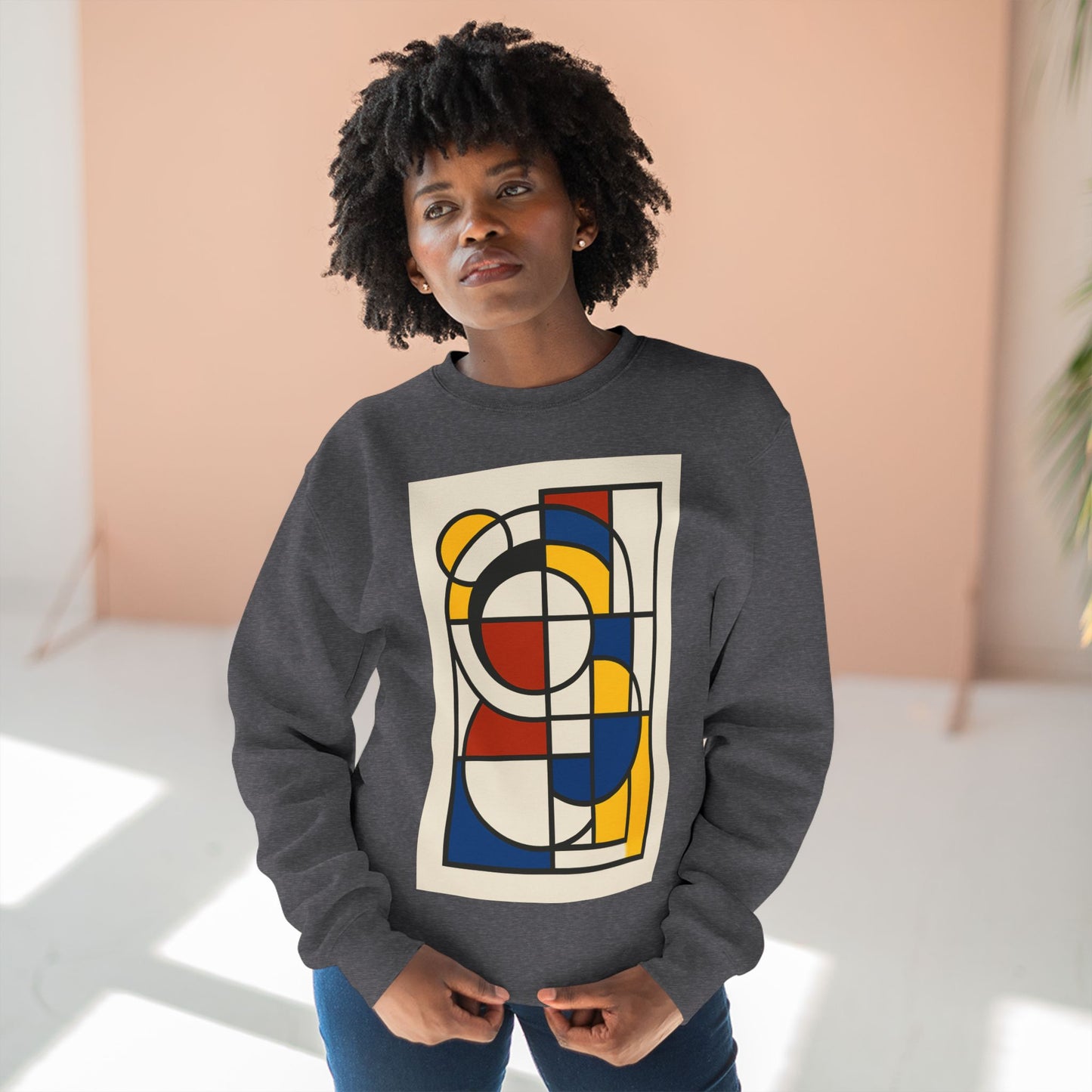 Sophisticated Unisex Crewneck Sweatshirt, Art inspired, featuring a Bauhaus inspired Design, Trendy & Stylish