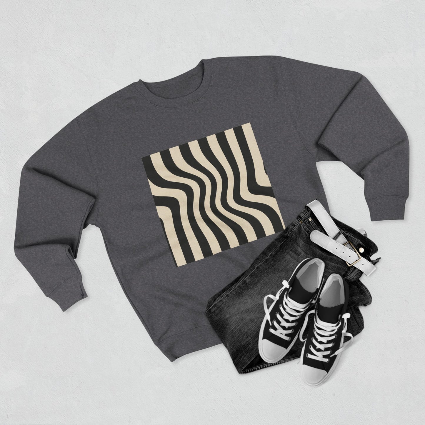 Minimalist Unisex Crewneck Sweatshirt, Art inspired, featuring an Op Art Style Design, Stylish & Trendy