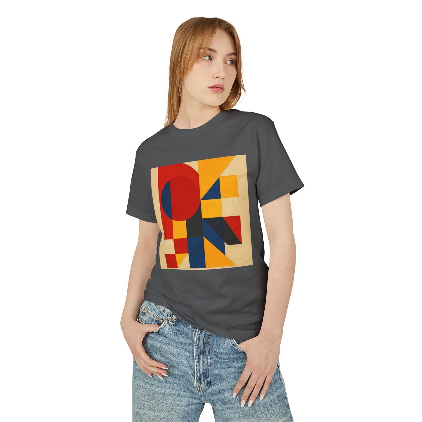 T-Shirt Abstract Art inspired, featuring a Primary Colors Design, Unisex Tee