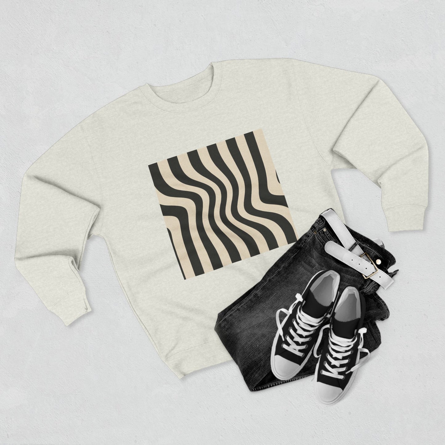 Minimalist Unisex Crewneck Sweatshirt, Art inspired, featuring an Op Art Style Design, Stylish & Trendy