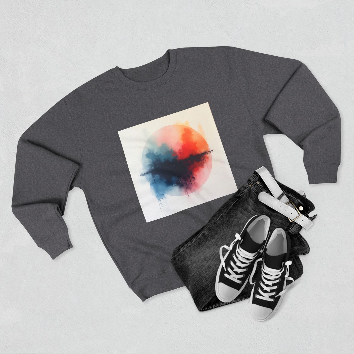 Casual Unisex Crewneck Sweatshirt, Art inspired, featuring a Colorful Abstract Design, Cozy & Stylish