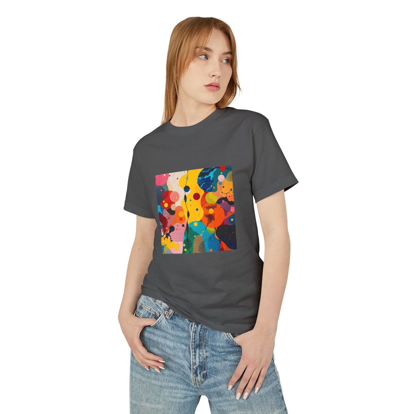 T-Shirt Abstract Art inspired, featuring a colorful expressionist Design, Unisex Tee