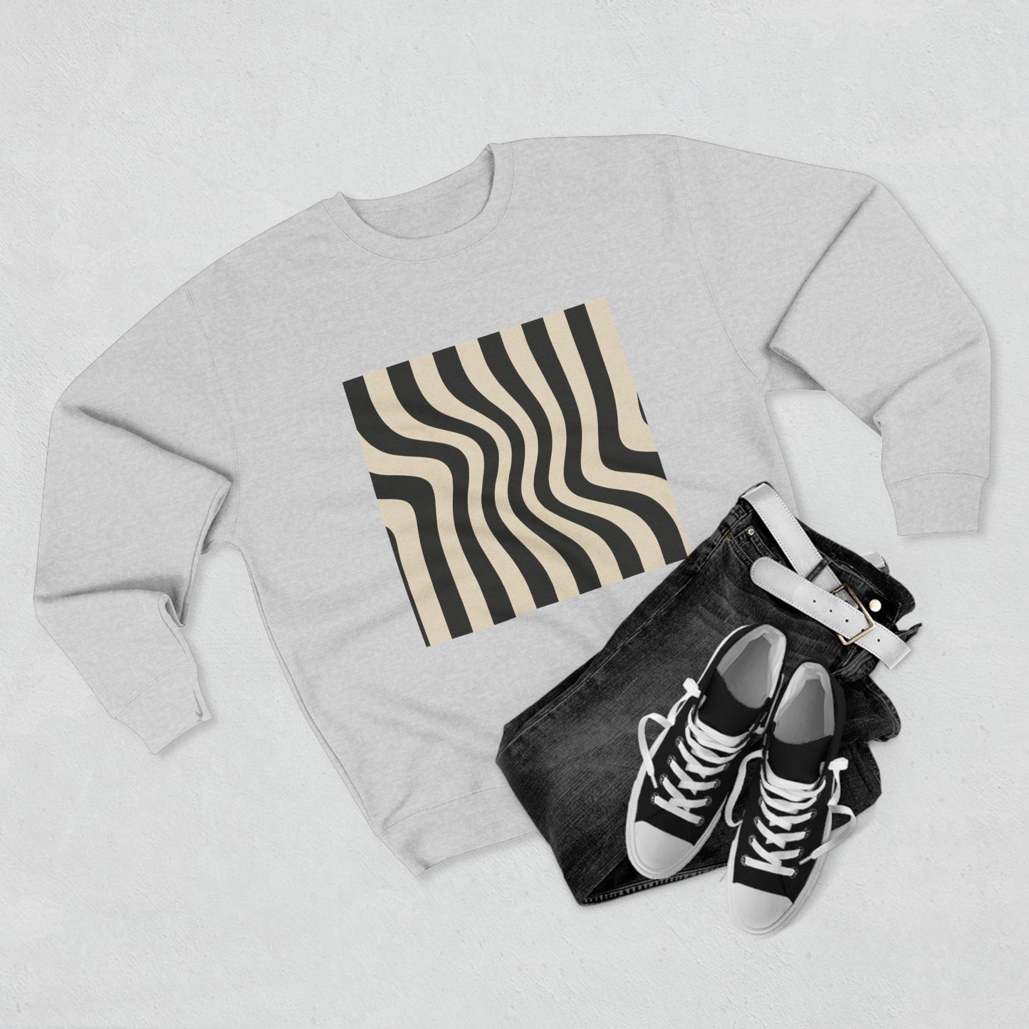 Minimalist Unisex Crewneck Sweatshirt, Art inspired, featuring an Op Art Style Design, Stylish & Trendy