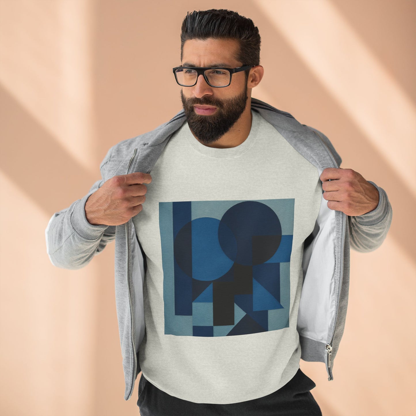 Stylish Unisex Crewneck Sweatshirt, Art inspired, featuring a Monochromatic Design, blue tones, Casual & Trendy