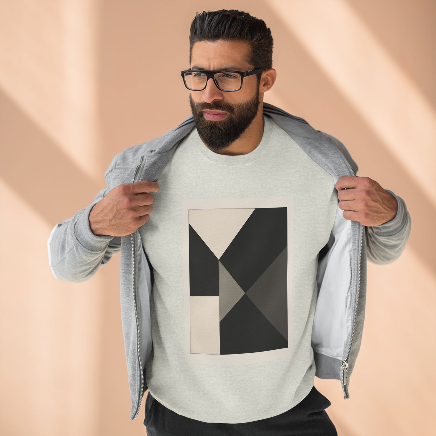 Modern Unisex Crewneck Sweatshirt, Art inspired, featuring a Hard Edge Monochromatic Design, Casual & Stylish