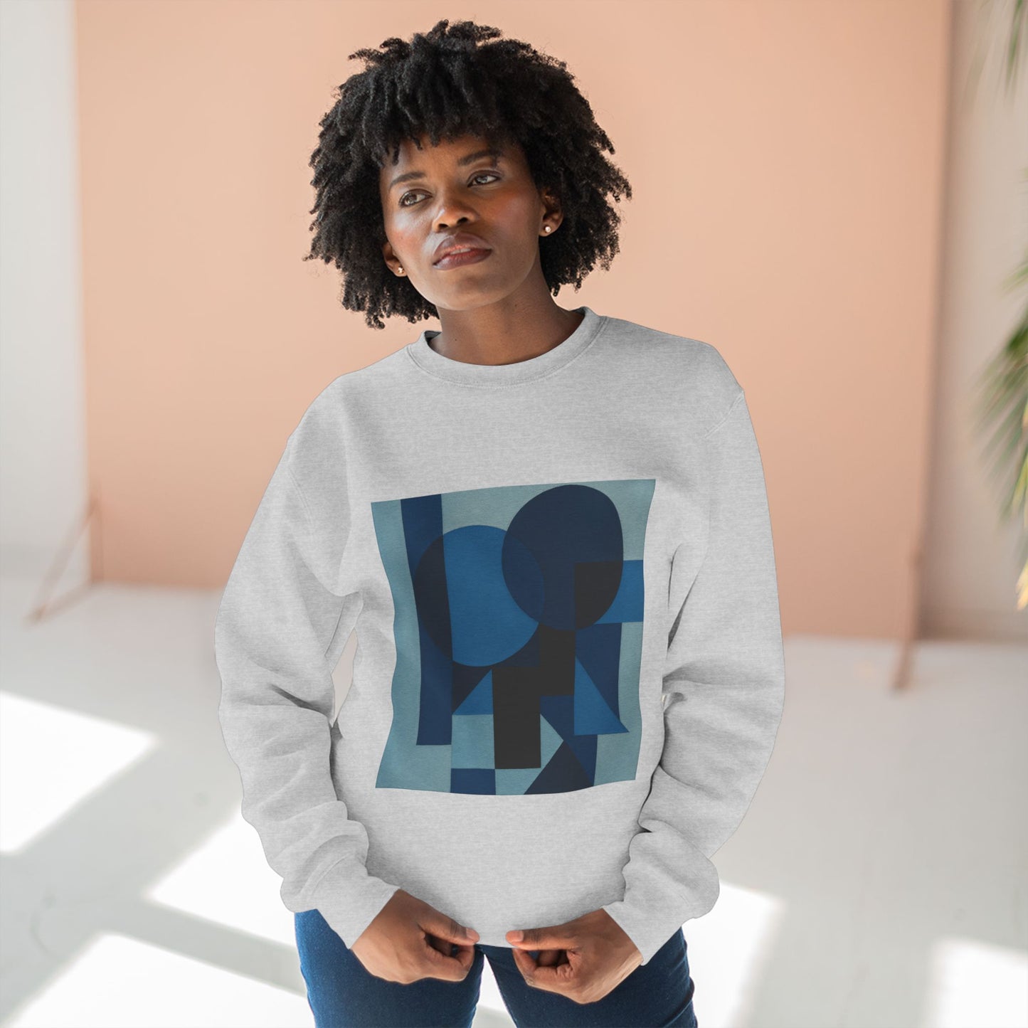 Stylish Unisex Crewneck Sweatshirt, Art inspired, featuring a Monochromatic Design, blue tones, Casual & Trendy
