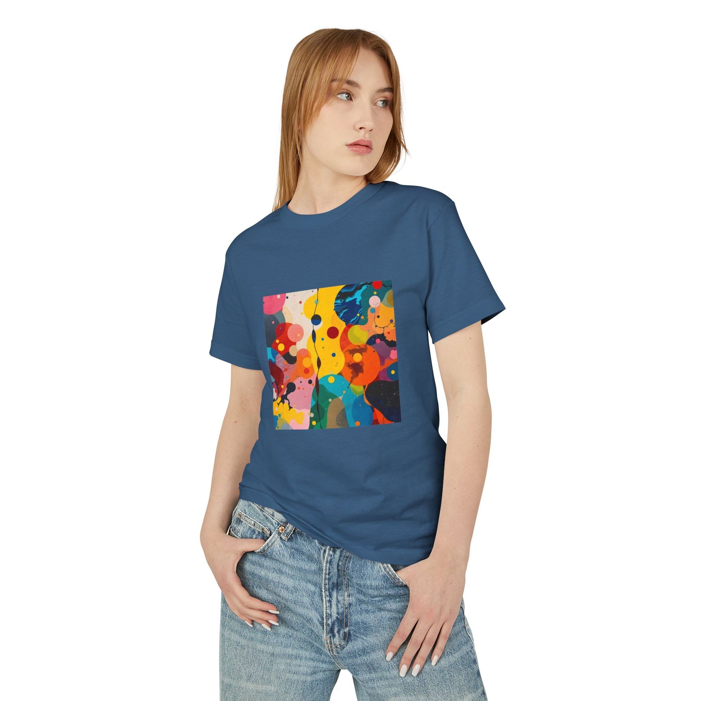T-Shirt Abstract Art inspired, featuring a colorful expressionist Design, Unisex Tee