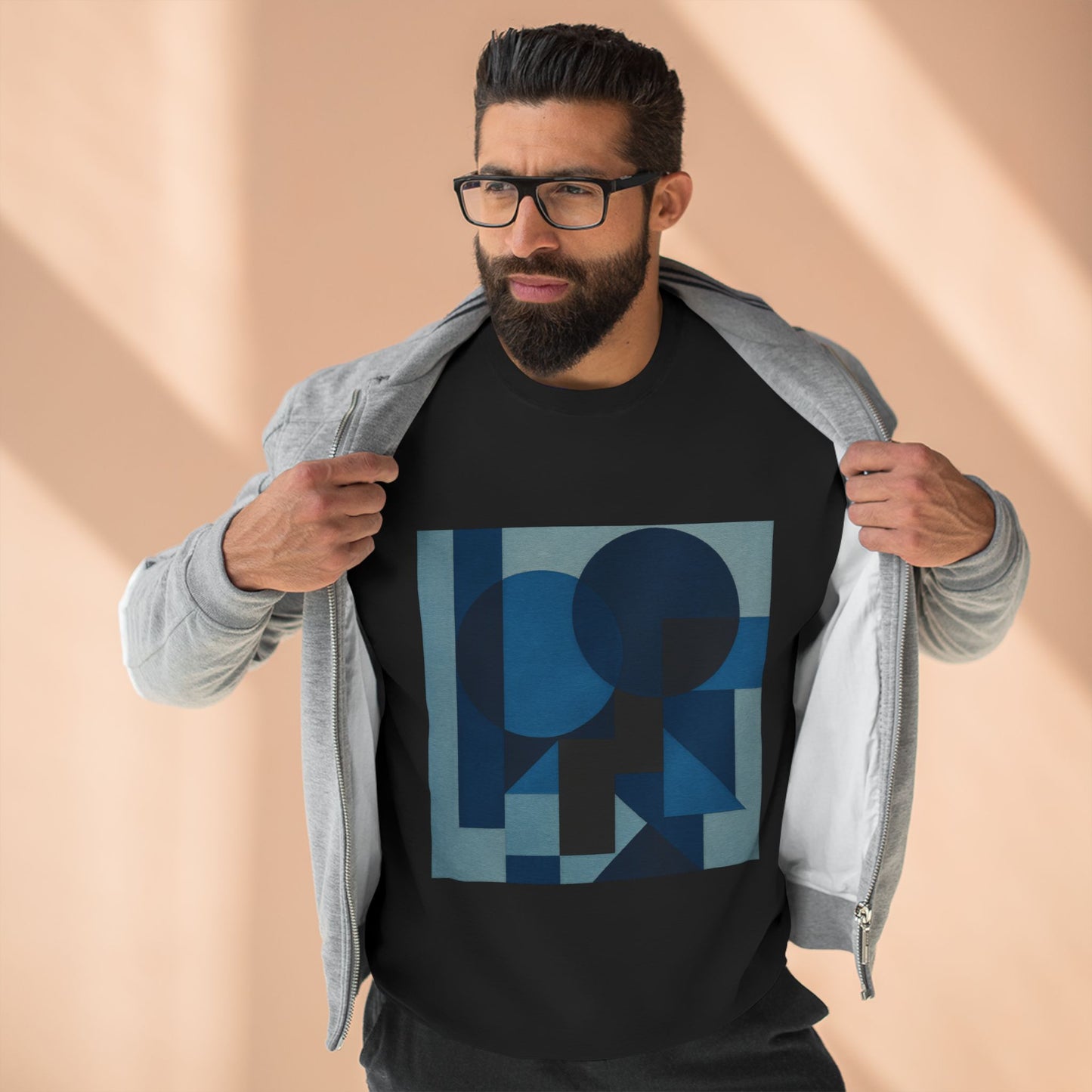 Stylish Unisex Crewneck Sweatshirt, Art inspired, featuring a Monochromatic Design, blue tones, Casual & Trendy
