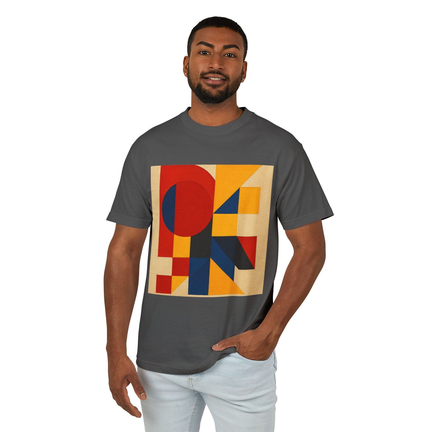 T-Shirt Abstract Art inspired, featuring a Primary Colors Design, Unisex Tee