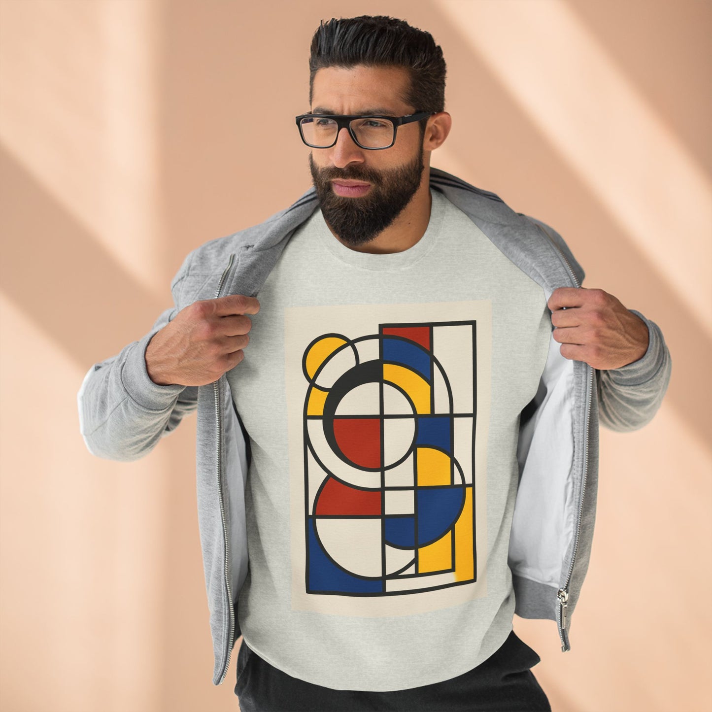 Sophisticated Unisex Crewneck Sweatshirt, Art inspired, featuring a Bauhaus inspired Design, Trendy & Stylish