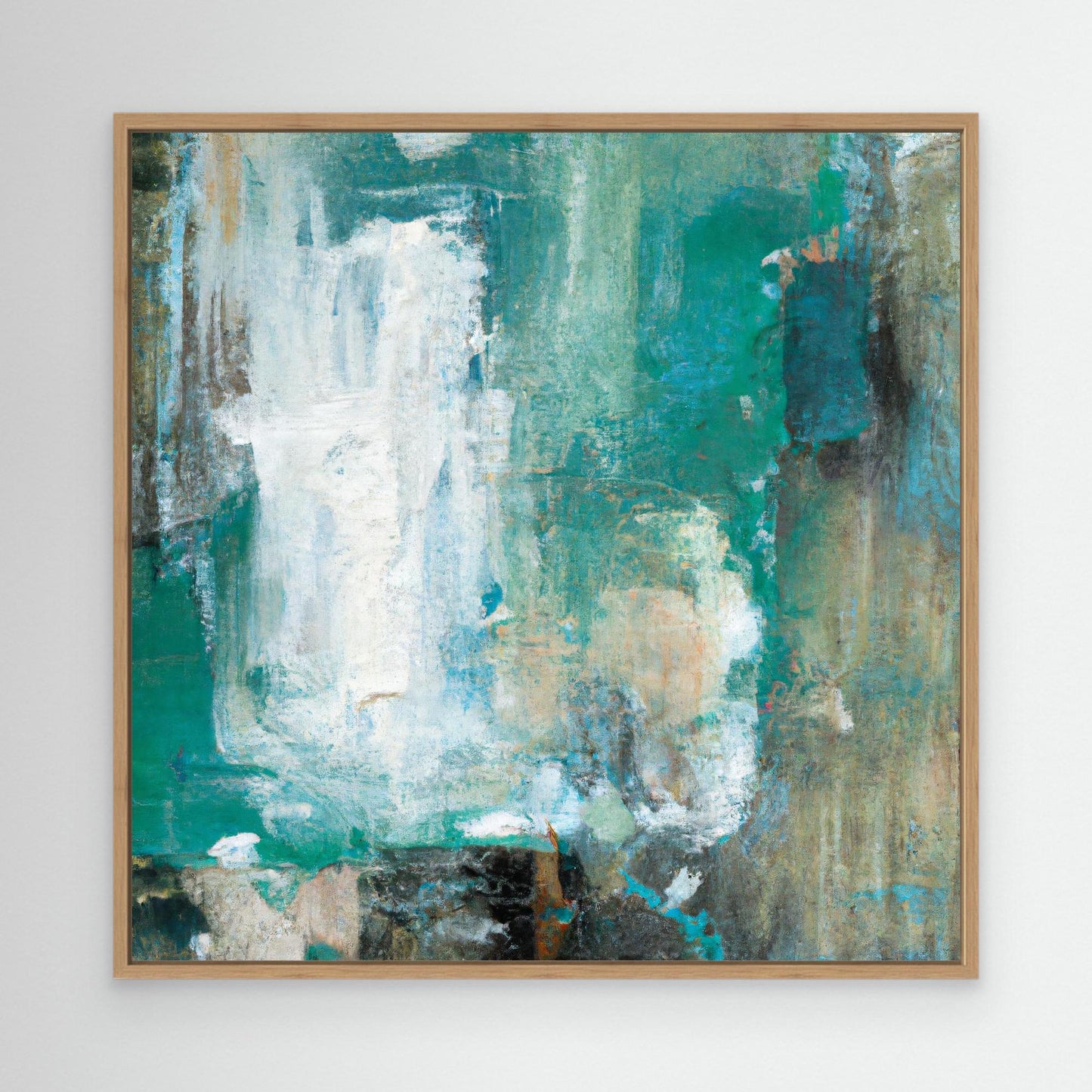 Whispers of Turquoise - Expressionist Abstract Art Print with Action Painting Echoes