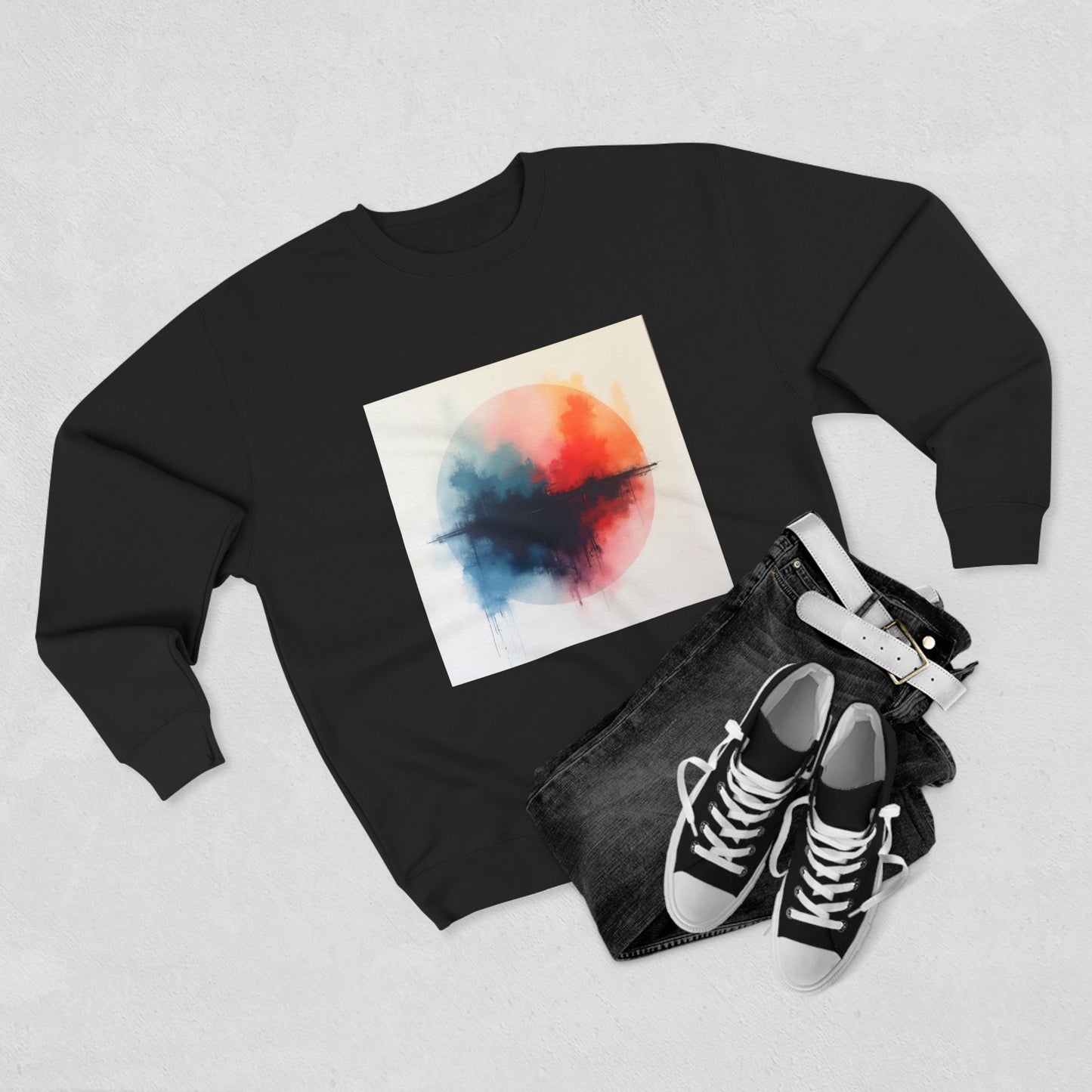 Casual Unisex Crewneck Sweatshirt, Art inspired, featuring a Colorful Abstract Design, Cozy & Stylish