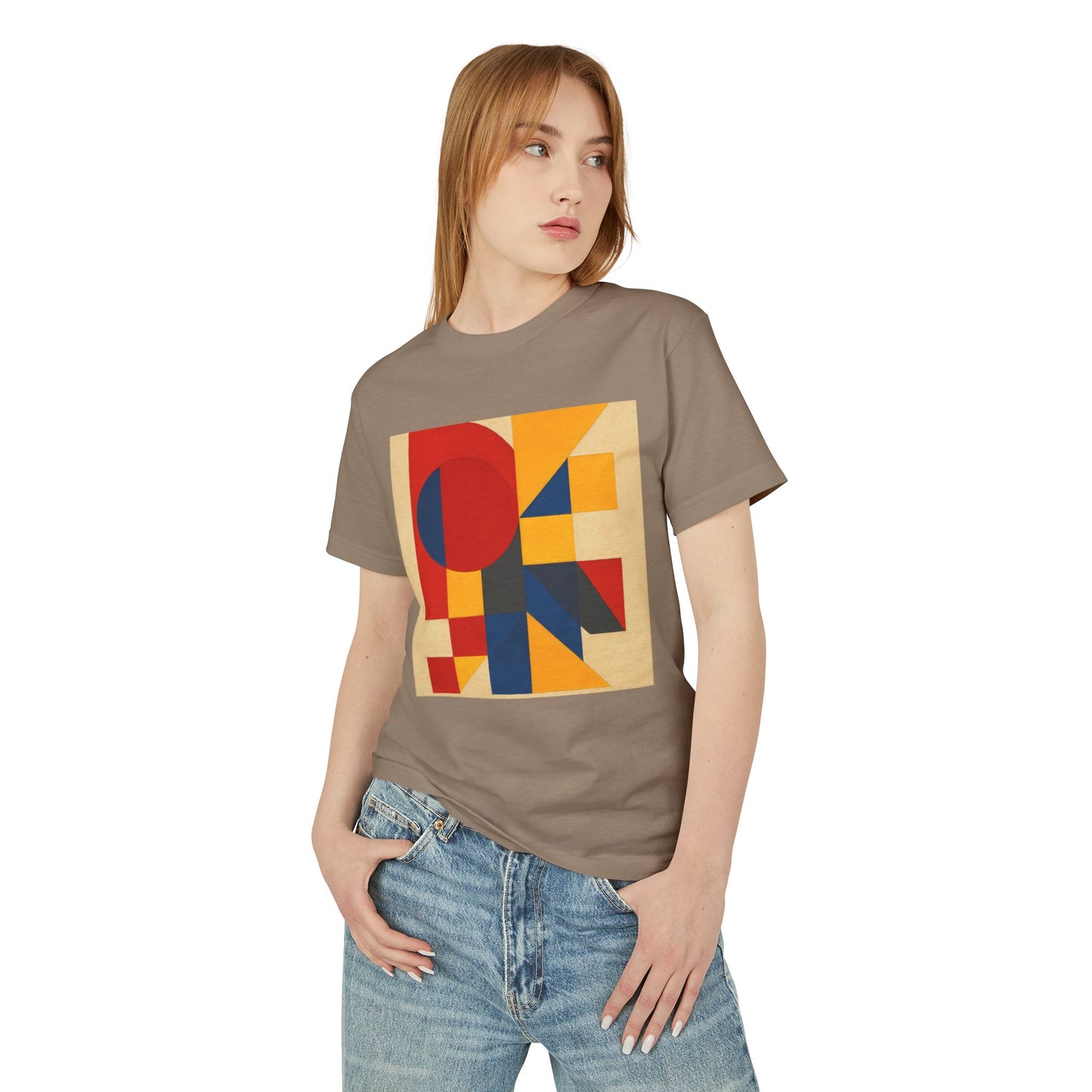 T-Shirt Abstract Art inspired, featuring a Primary Colors Design, Unisex Tee