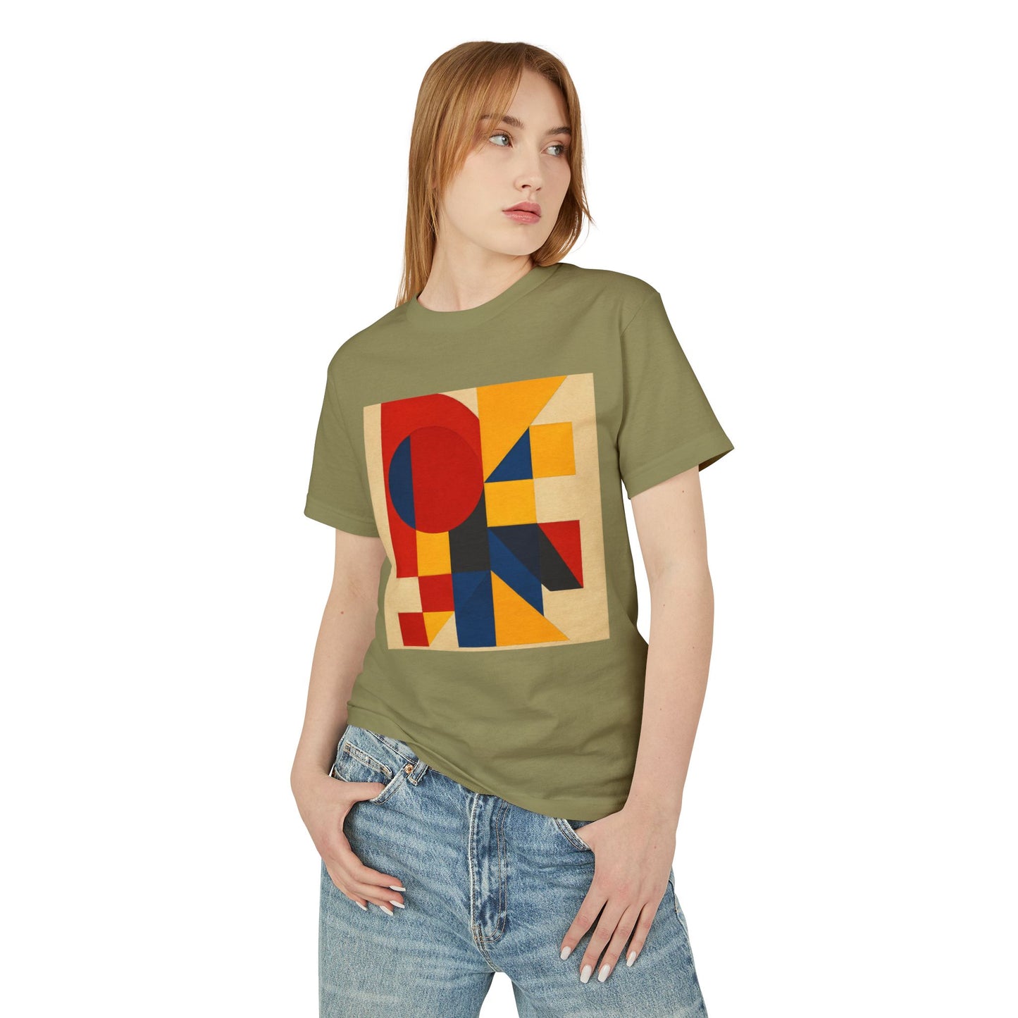 T-Shirt Abstract Art inspired, featuring a Primary Colors Design, Unisex Tee