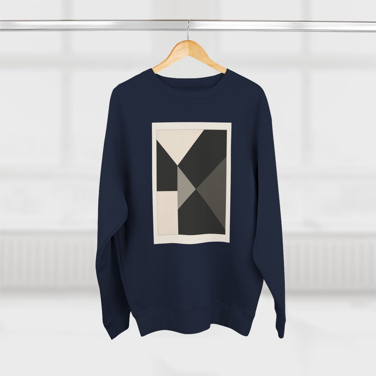 Modern Unisex Crewneck Sweatshirt, Art inspired, featuring a Hard Edge Monochromatic Design, Casual & Stylish