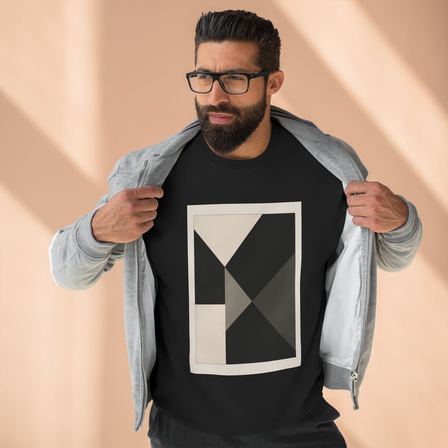 Modern Unisex Crewneck Sweatshirt, Art inspired, featuring a Hard Edge Monochromatic Design, Casual & Stylish