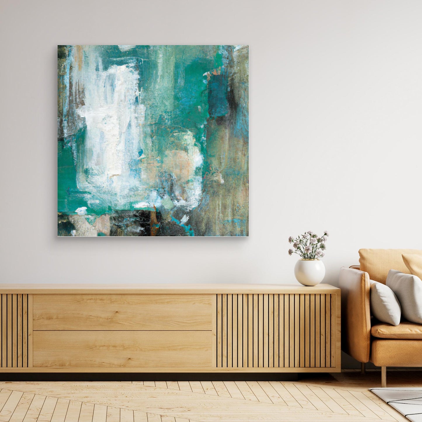 Whispers of Turquoise - Expressionist Abstract Art Print with Action Painting Echoes
