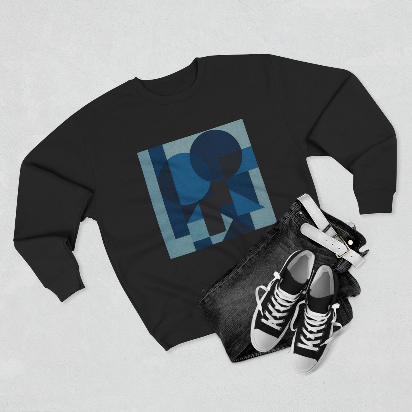 Stylish Unisex Crewneck Sweatshirt, Art inspired, featuring a Monochromatic Design, blue tones, Casual & Trendy