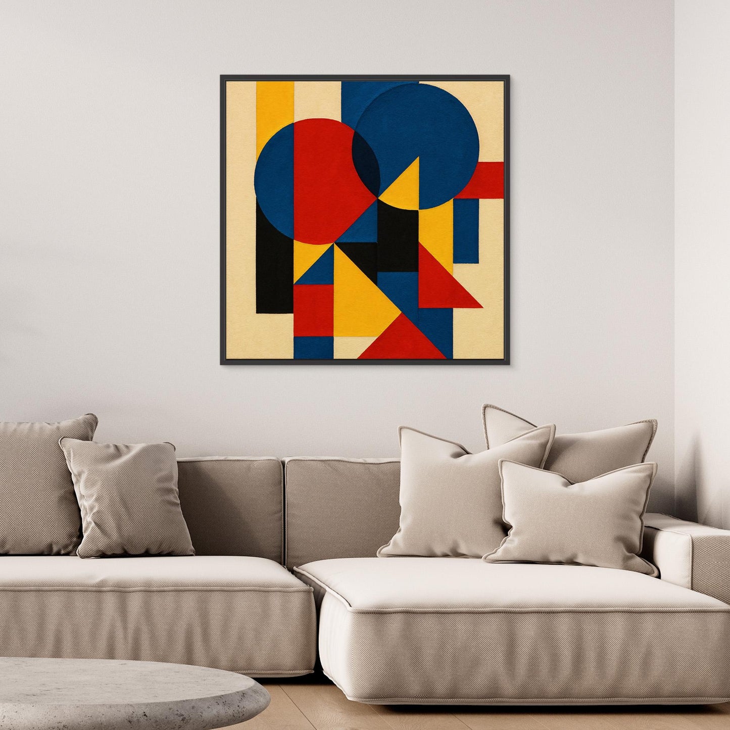 Primary Pulse - A signature geometric abstraction work with bauhaus echoes gestures