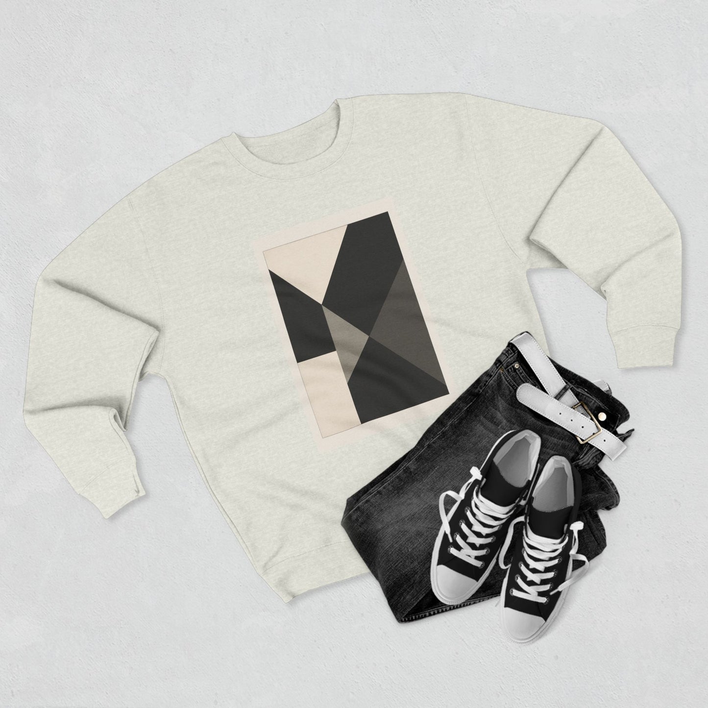 Modern Unisex Crewneck Sweatshirt, Art inspired, featuring a Hard Edge Monochromatic Design, Casual & Stylish