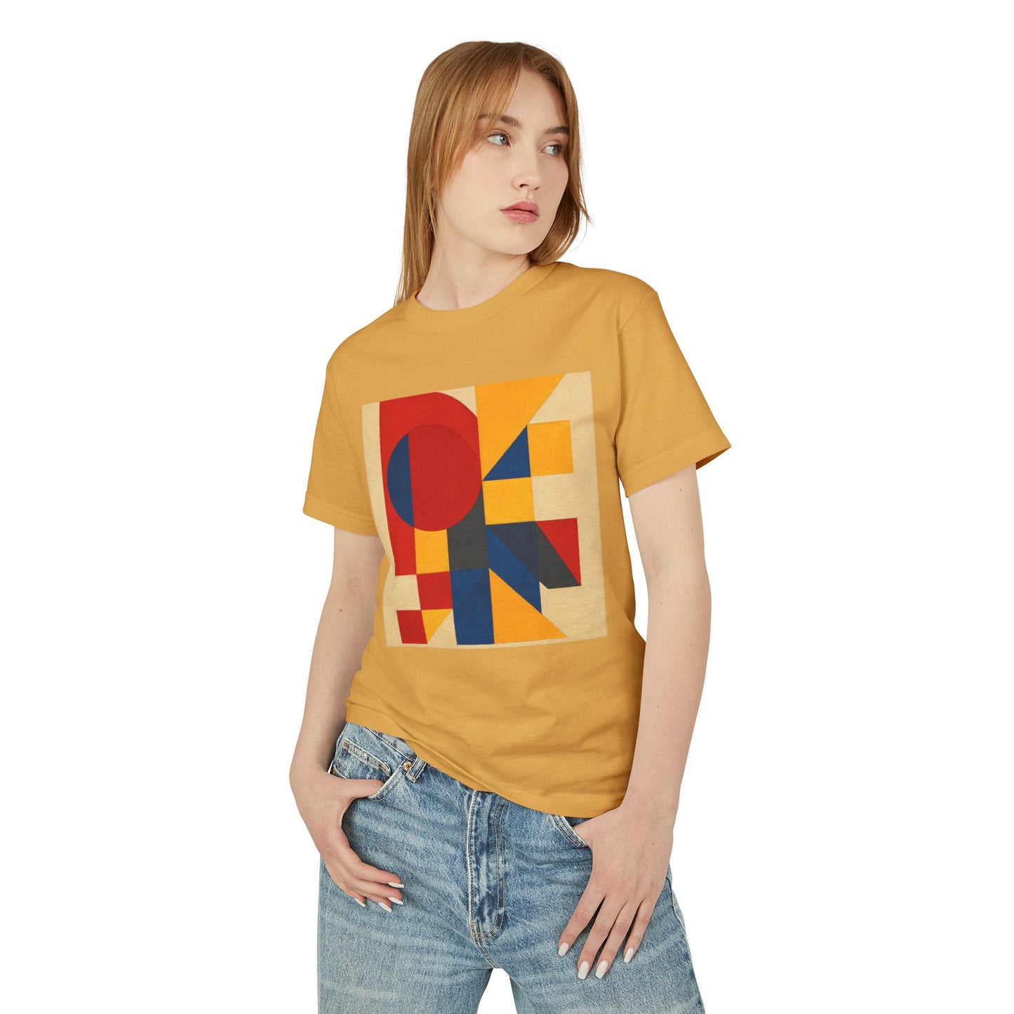 T-Shirt Abstract Art inspired, featuring a Primary Colors Design, Unisex Tee