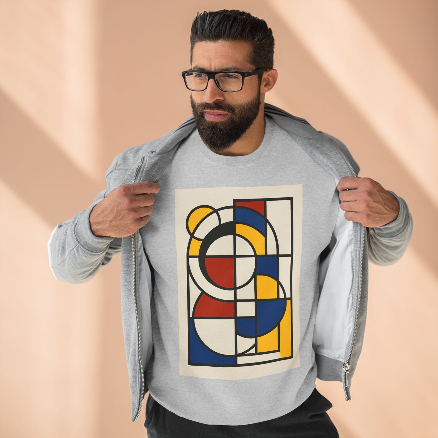 Sophisticated Unisex Crewneck Sweatshirt, Art inspired, featuring a Bauhaus inspired Design, Trendy & Stylish