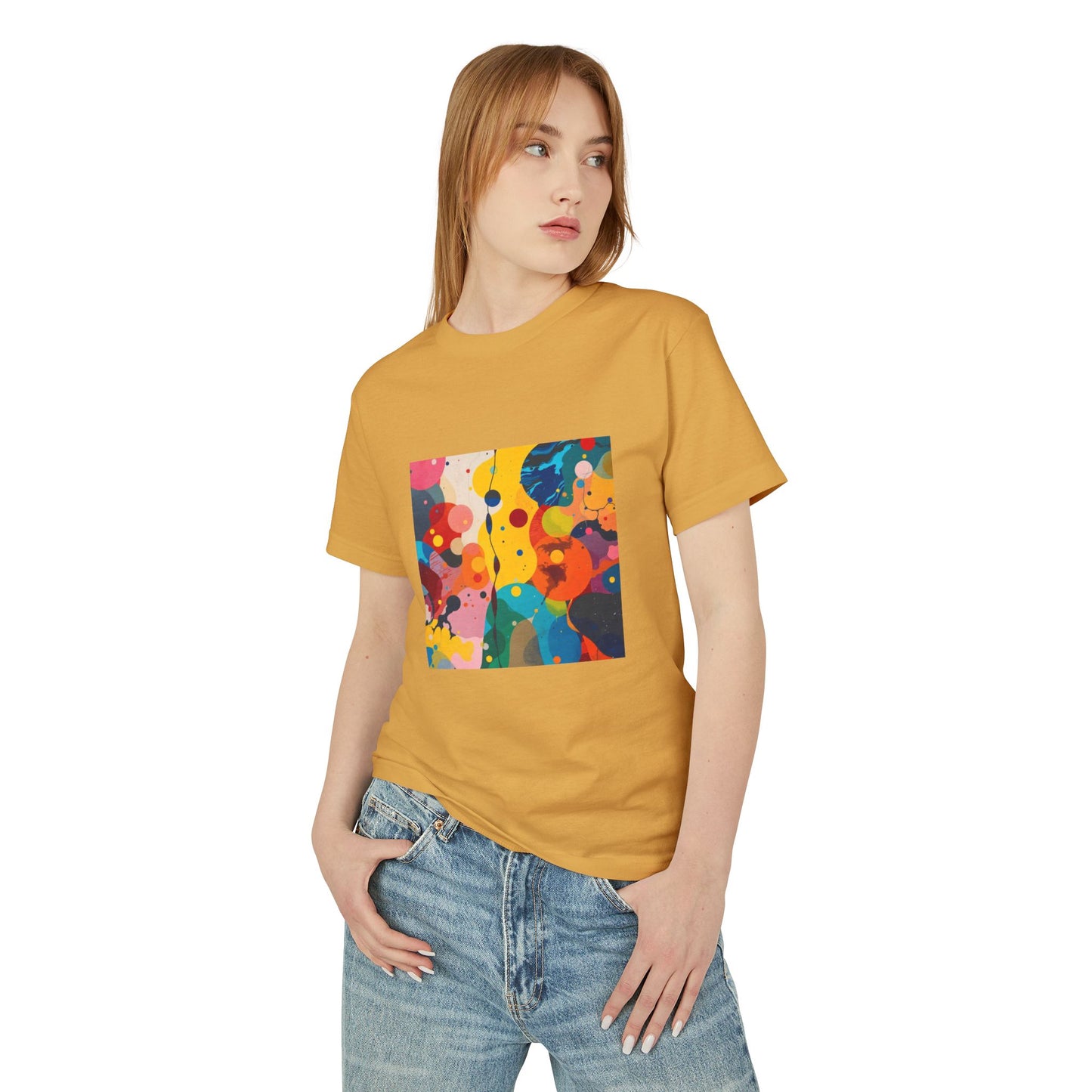 T-Shirt Abstract Art inspired, featuring a colorful expressionist Design, Unisex Tee