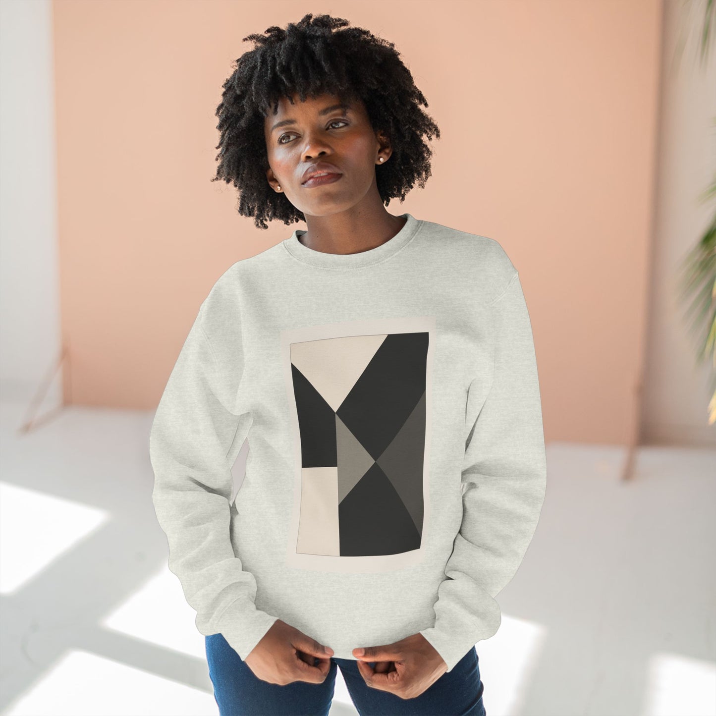 Modern Unisex Crewneck Sweatshirt, Art inspired, featuring a Hard Edge Monochromatic Design, Casual & Stylish
