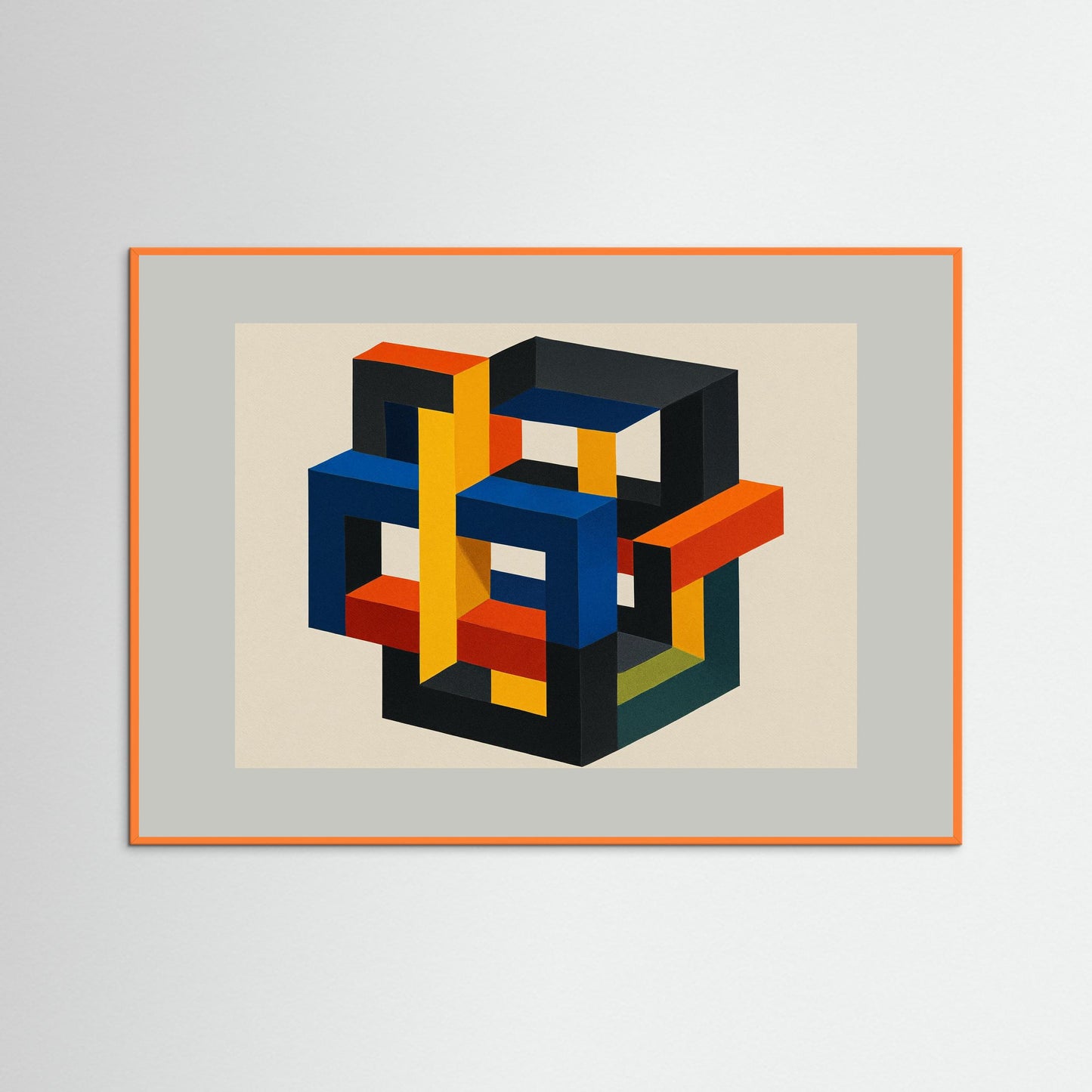 Interlock No. 7 - Isometric Color Lattice - Hard-edge geometric minimalism art print