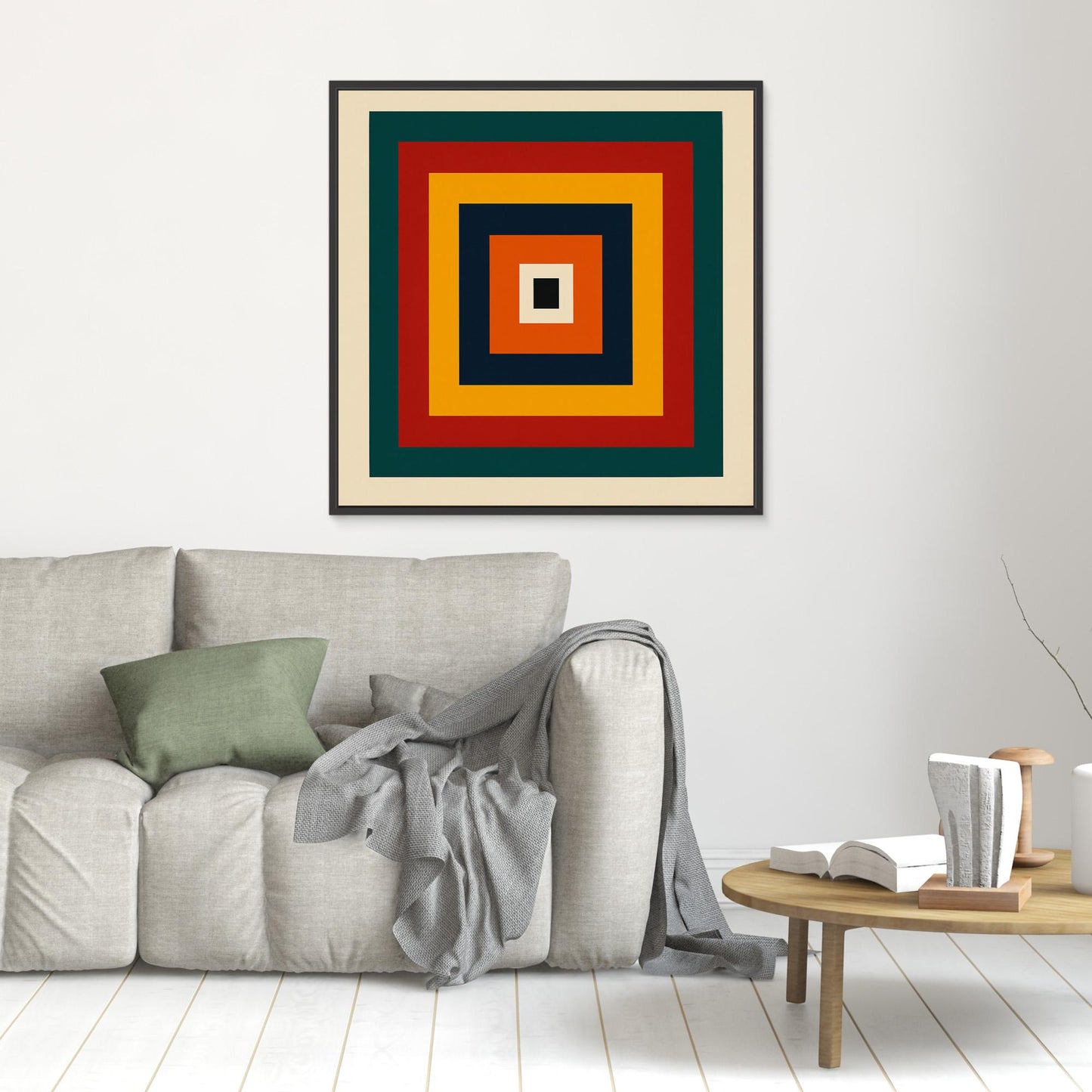Center of Gravity - Hard-edge minimalism geometric abstraction with Bauhaus Albers color-study sensibility
