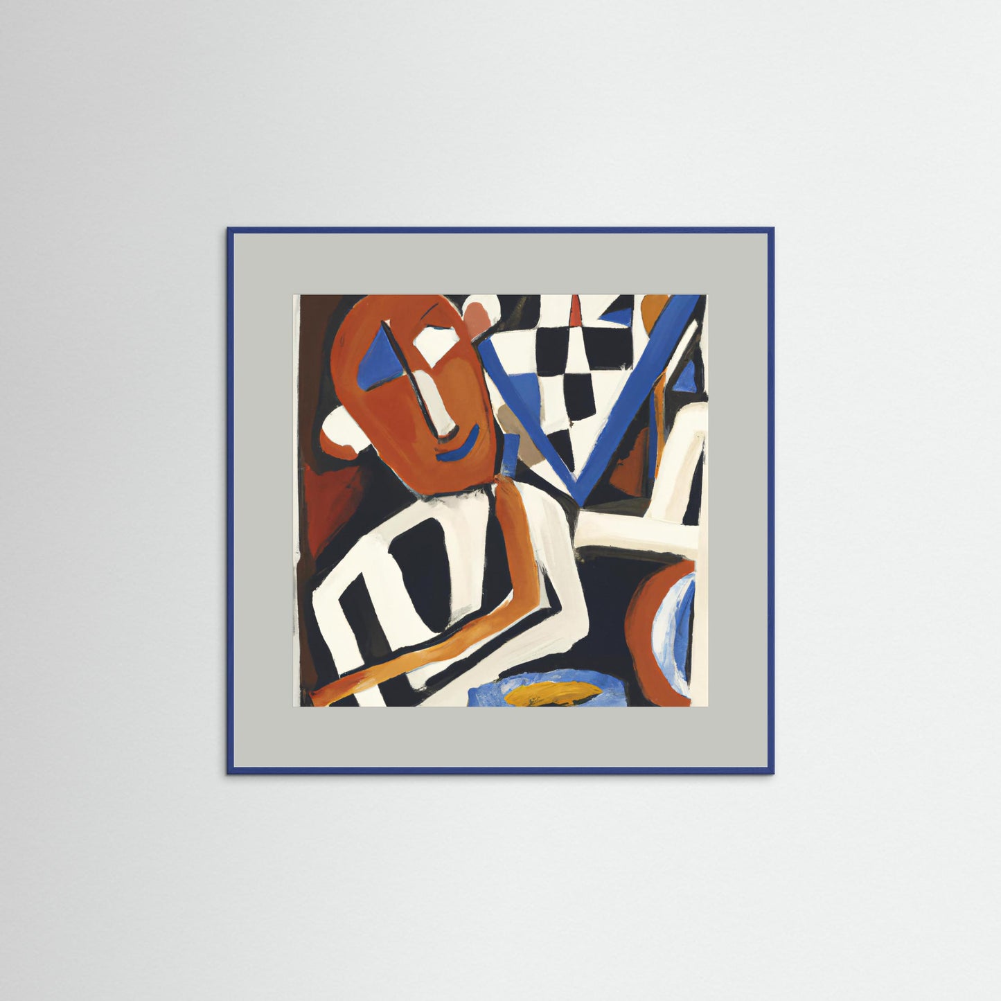 Checkerboard Café - Neo-Cubist Figure Art Print