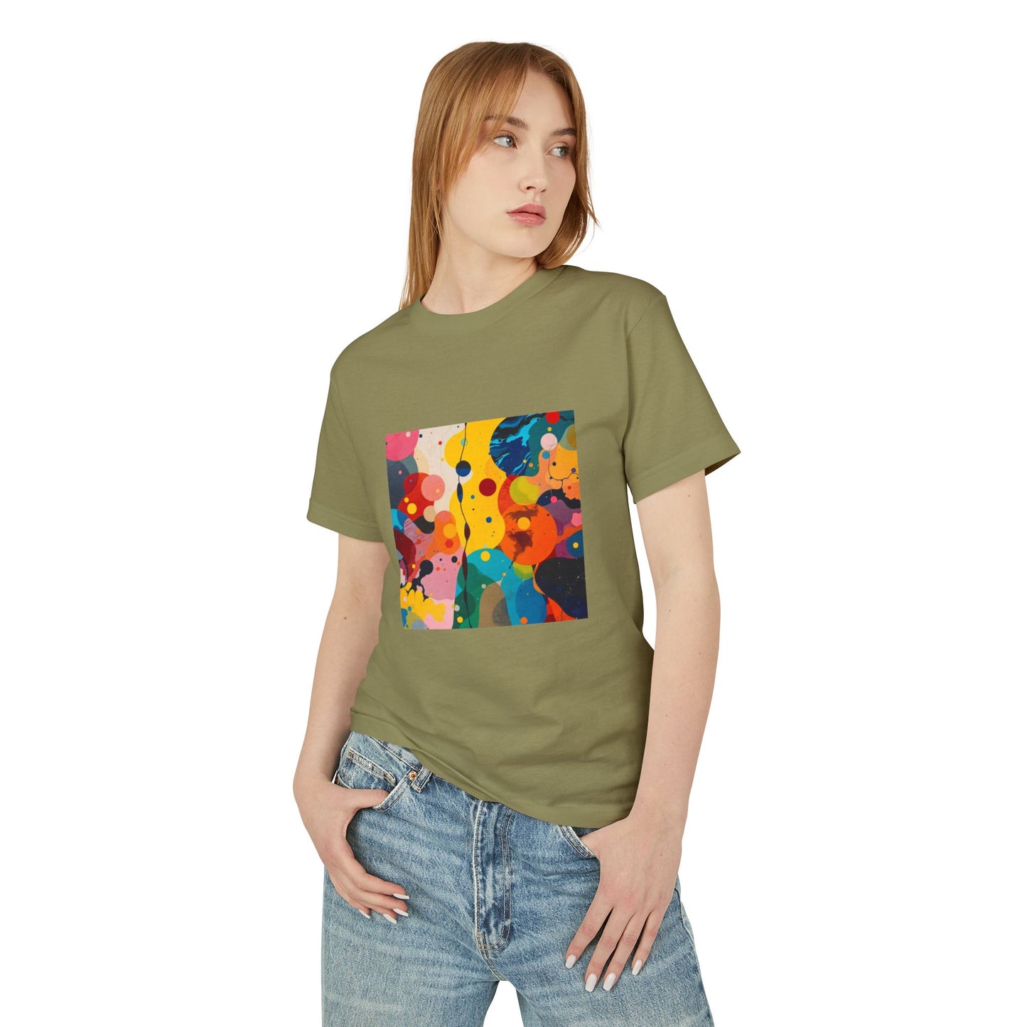T-Shirt Abstract Art inspired, featuring a colorful expressionist Design, Unisex Tee