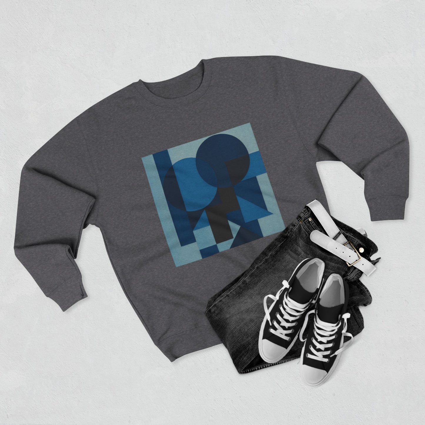 Stylish Unisex Crewneck Sweatshirt, Art inspired, featuring a Monochromatic Design, blue tones, Casual & Trendy