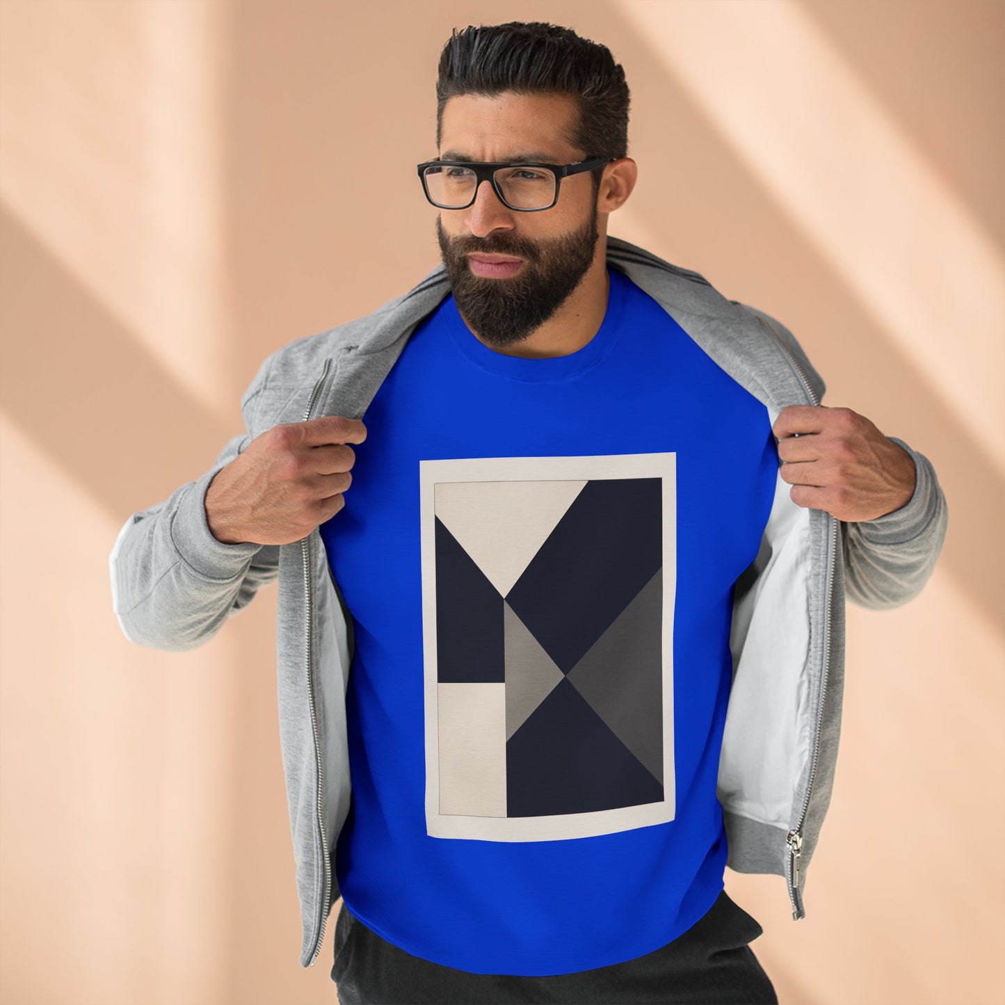 Modern Unisex Crewneck Sweatshirt, Art inspired, featuring a Hard Edge Monochromatic Design, Casual & Stylish