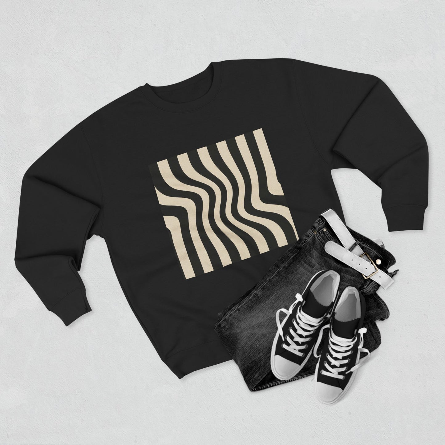 Minimalist Unisex Crewneck Sweatshirt, Art inspired, featuring an Op Art Style Design, Stylish & Trendy