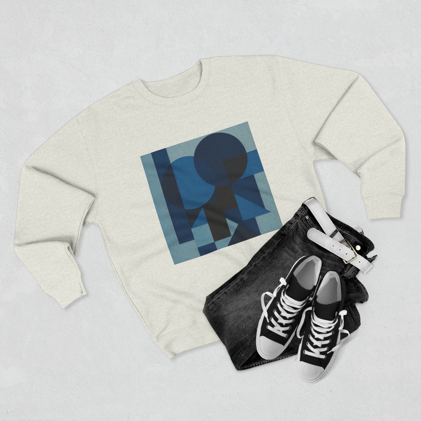 Stylish Unisex Crewneck Sweatshirt, Art inspired, featuring a Monochromatic Design, blue tones, Casual & Trendy