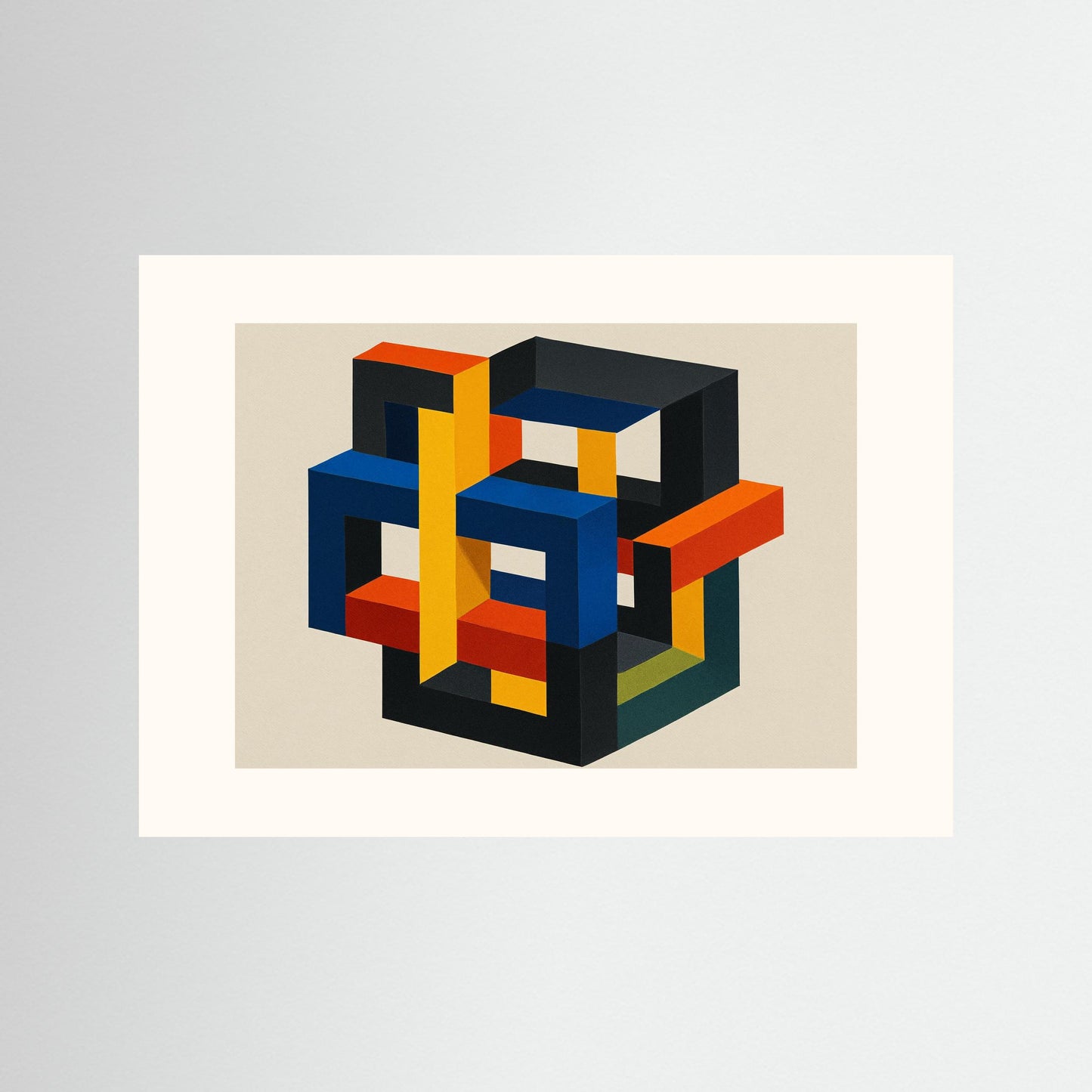 Interlock No. 7 - Isometric Color Lattice - Hard-edge geometric minimalism art print