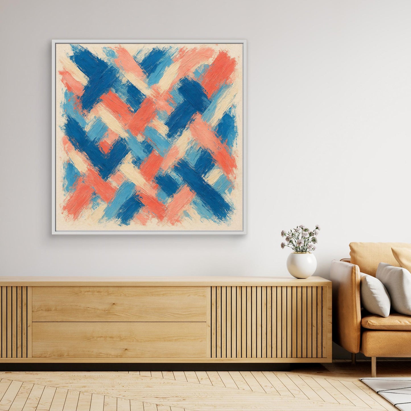 Tideweave - Coral & Blue Brushstroke Field