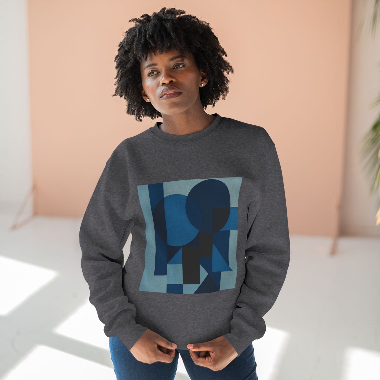 Stylish Unisex Crewneck Sweatshirt, Art inspired, featuring a Monochromatic Design, blue tones, Casual & Trendy