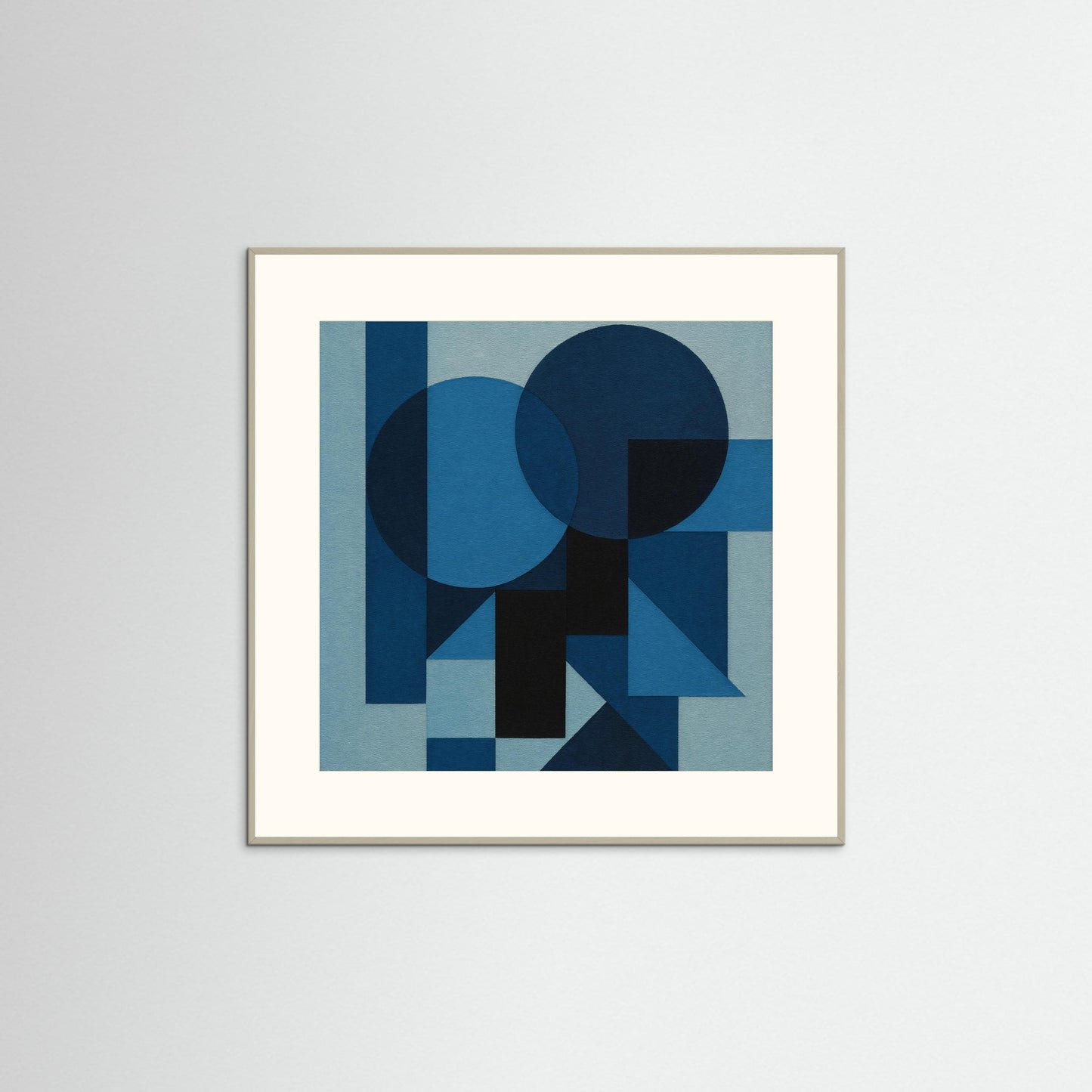 Midnight Geometry - Blue Monochrome Art Print