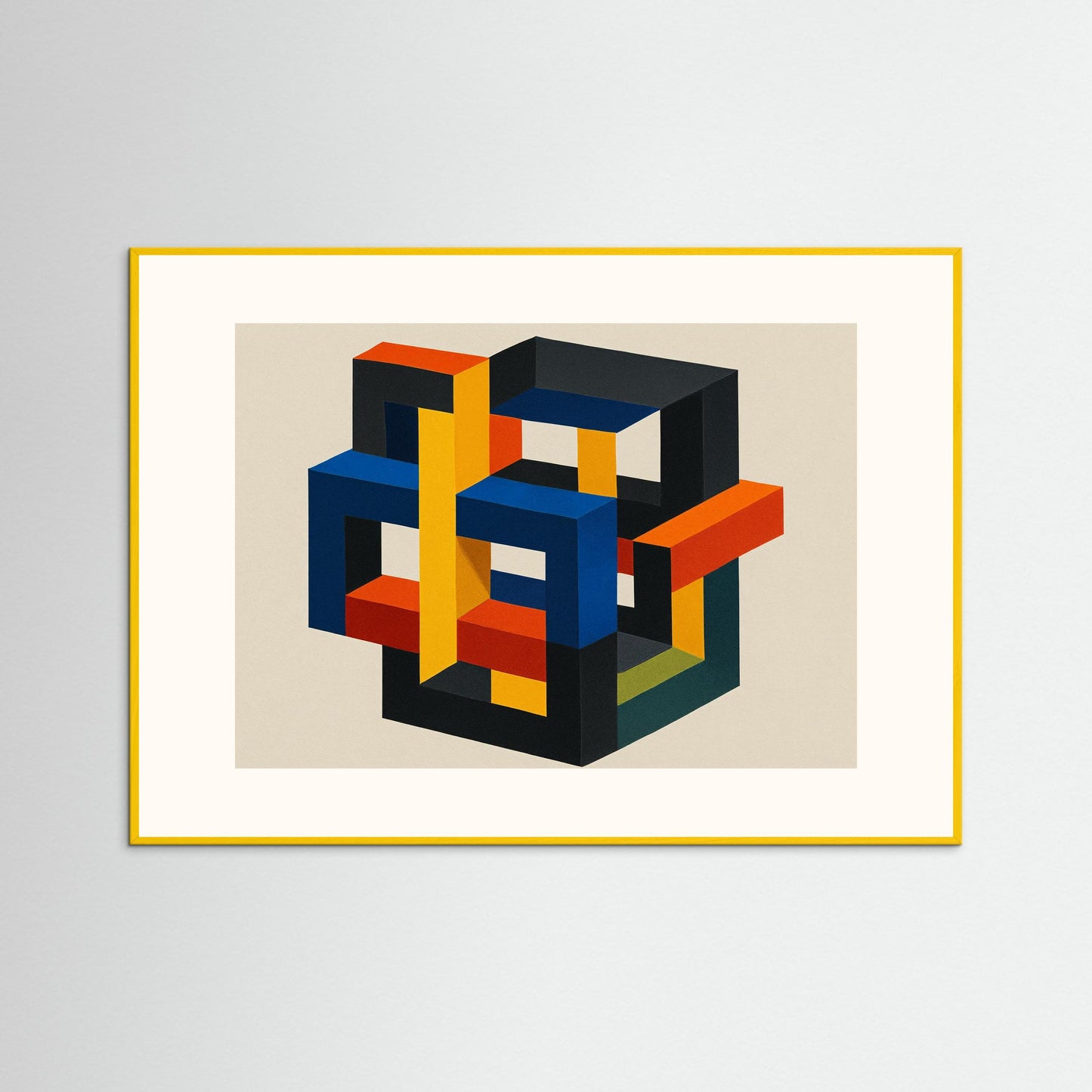 Interlock No. 7 - Isometric Color Lattice - Hard-edge geometric minimalism art print