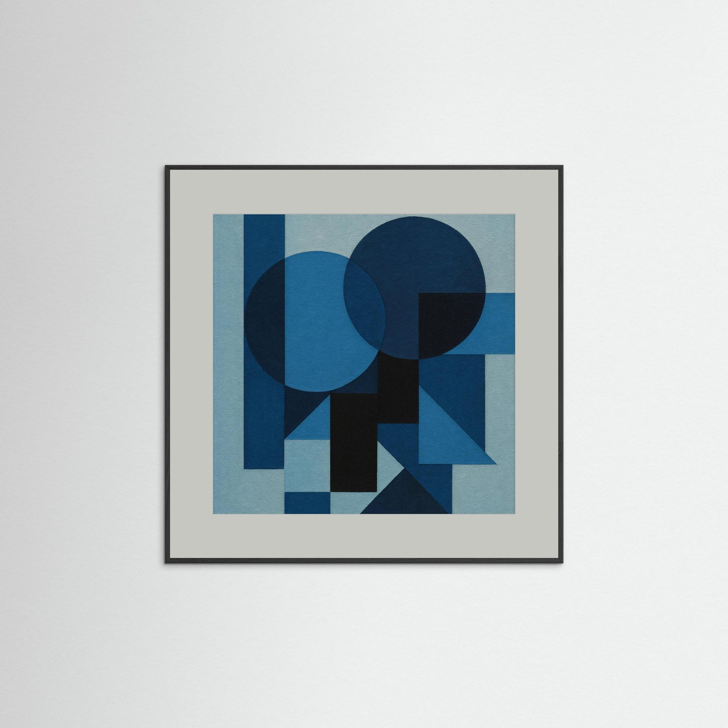Midnight Geometry - Blue Monochrome Art Print