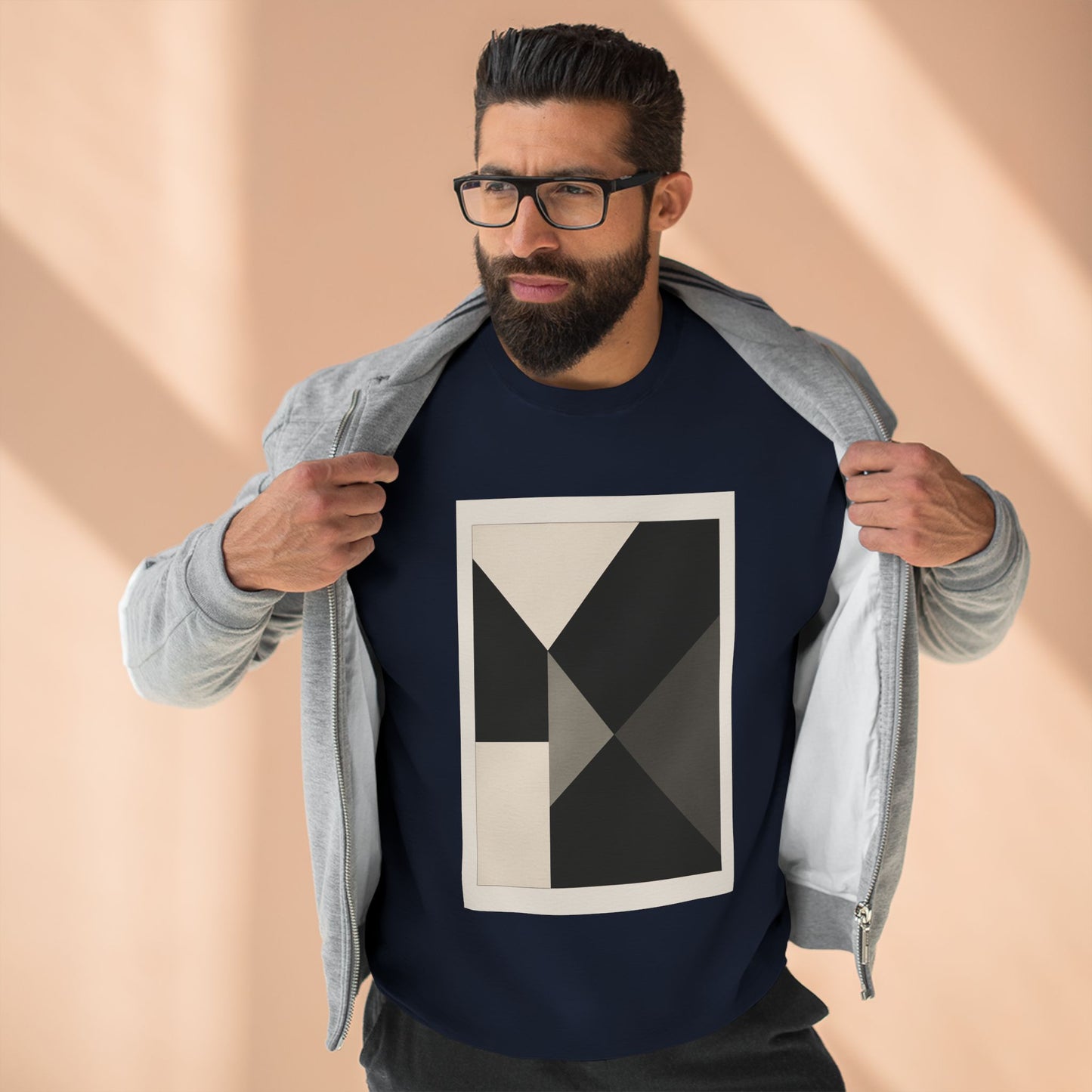 Modern Unisex Crewneck Sweatshirt, Art inspired, featuring a Hard Edge Monochromatic Design, Casual & Stylish